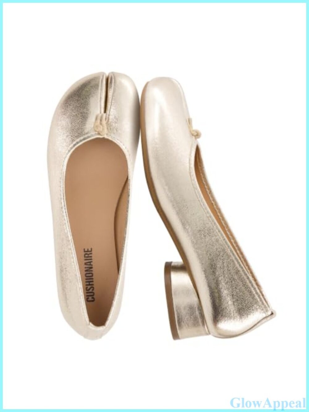 Split Toe Tabi Block Heel Ballet Flats Faux Leather Cushioned Slip-On